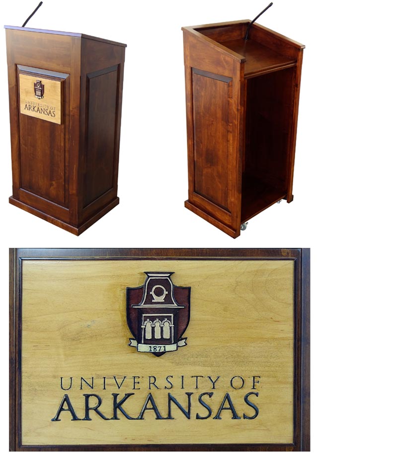 university of arkansas custom wood podium photo